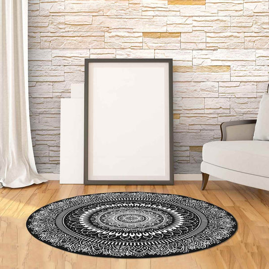 Tapis Rond Noir et Blanc - Vision Stéréo Design