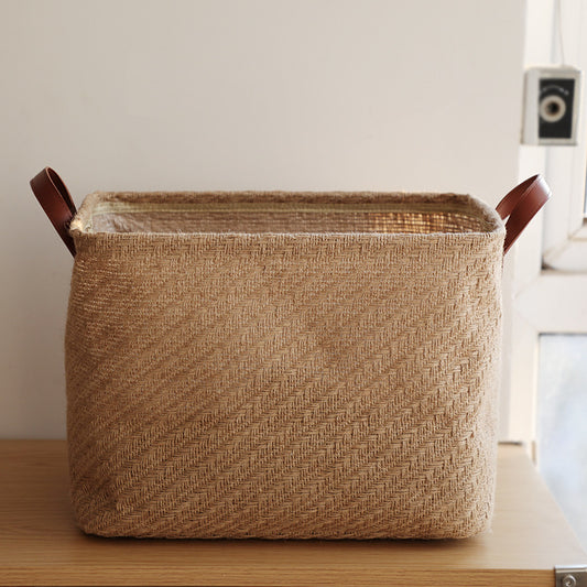 Boîte de Rangement Pliable en Tissu Jute