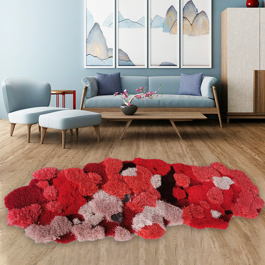 Tapis en Laine fait main,Rouge intense,en relief