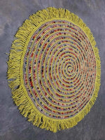 Tapis Rond Jute et Coton Multicolore avec franges - Vignette | MesTapis.com