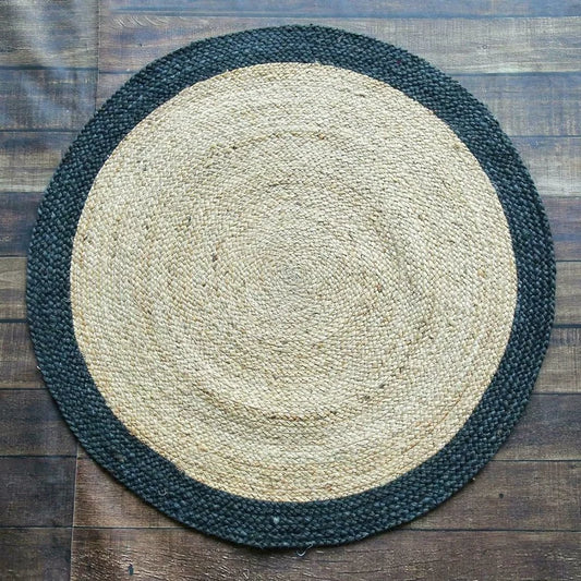 Tapis Rond en Jute  Naturelle Bohème Vintage