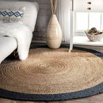 Tapis Rond en Jute  Naturelle Bohème Vintage - Vignette | MesTapis.com