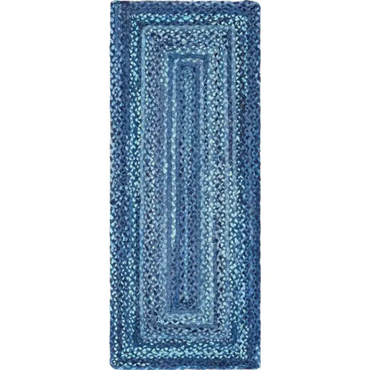 Tapis en toile de Jute et Coton Naturel, Tressé BLEU