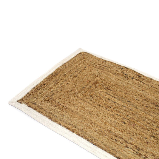 Tapis couloir Naturel en Jute et Coton Fait Main