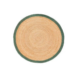 Tapis Rond en Jute – contours verts - Vignette | MesTapis.com