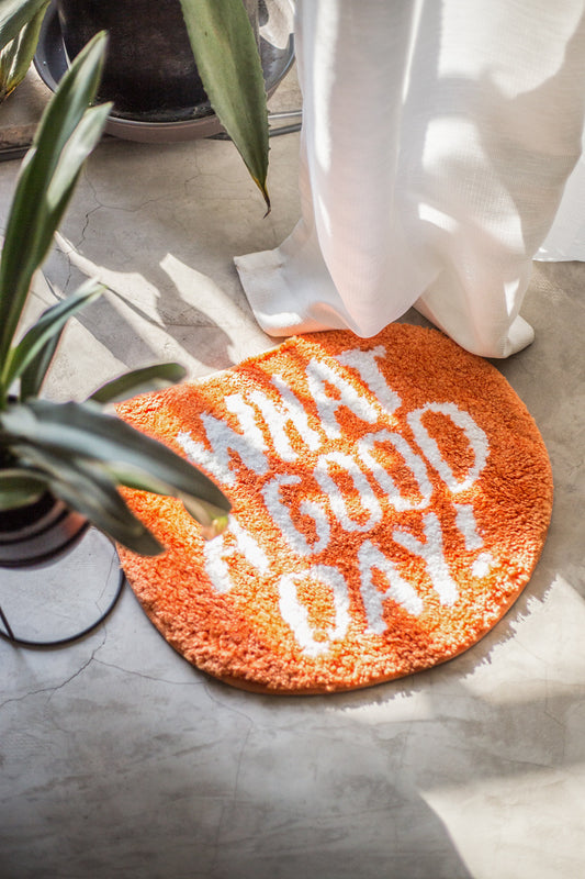 Tapis Rond en Microfibre Design Expression: WHAT A GOOD DAY